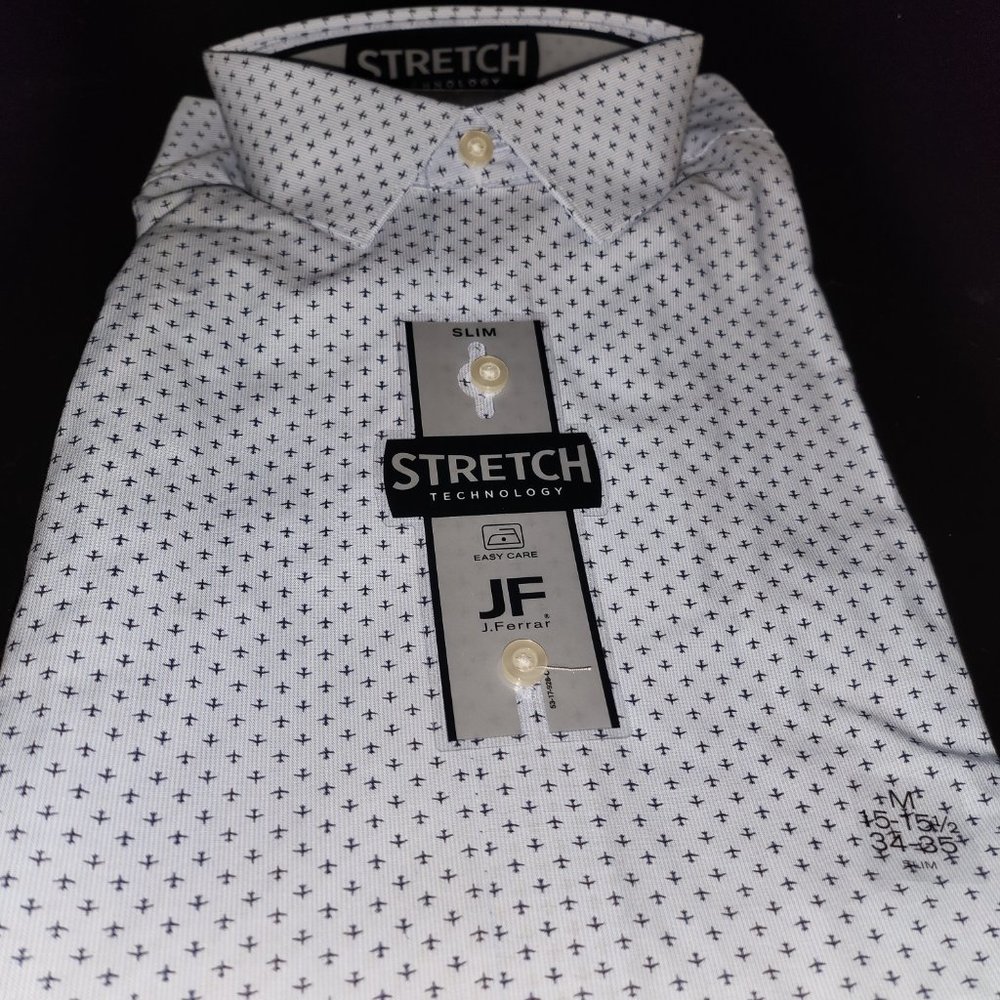 J.Ferrar Stretch, Slim Dress shirt, M 15-15 1/2, Light Blue
